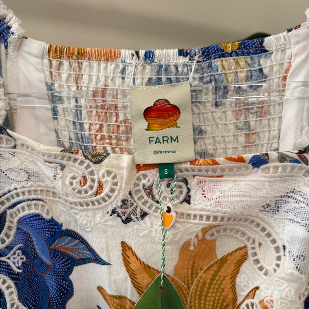 FARM Rio Floral Blouse in Blue and Orange - Picture 7 of 10